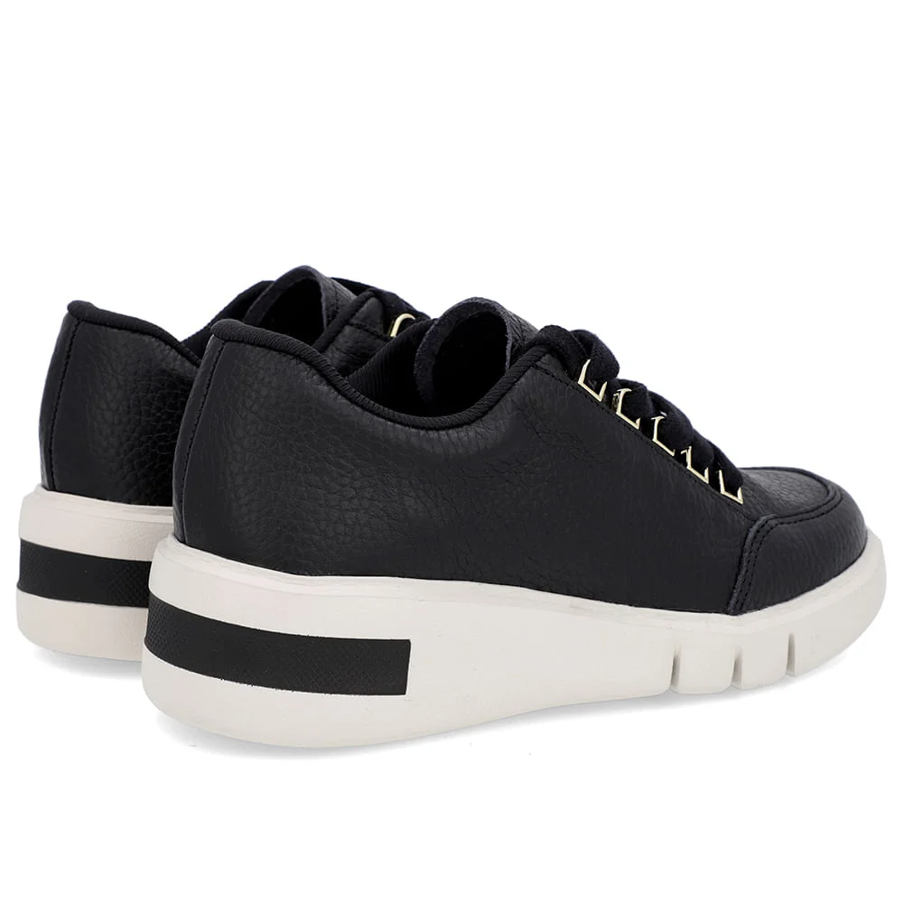 Tênis Preto Couro Detalhe Sola Preto 3