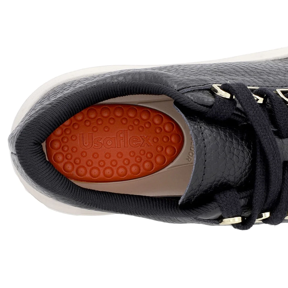 Tênis Preto Couro Detalhe Sola Preto 4