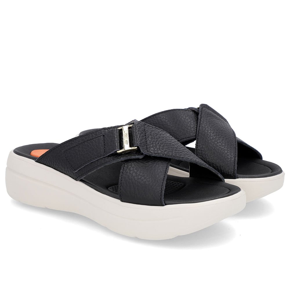 Tamanco Salto Plataforma Couro Preto Tiras Preto 2