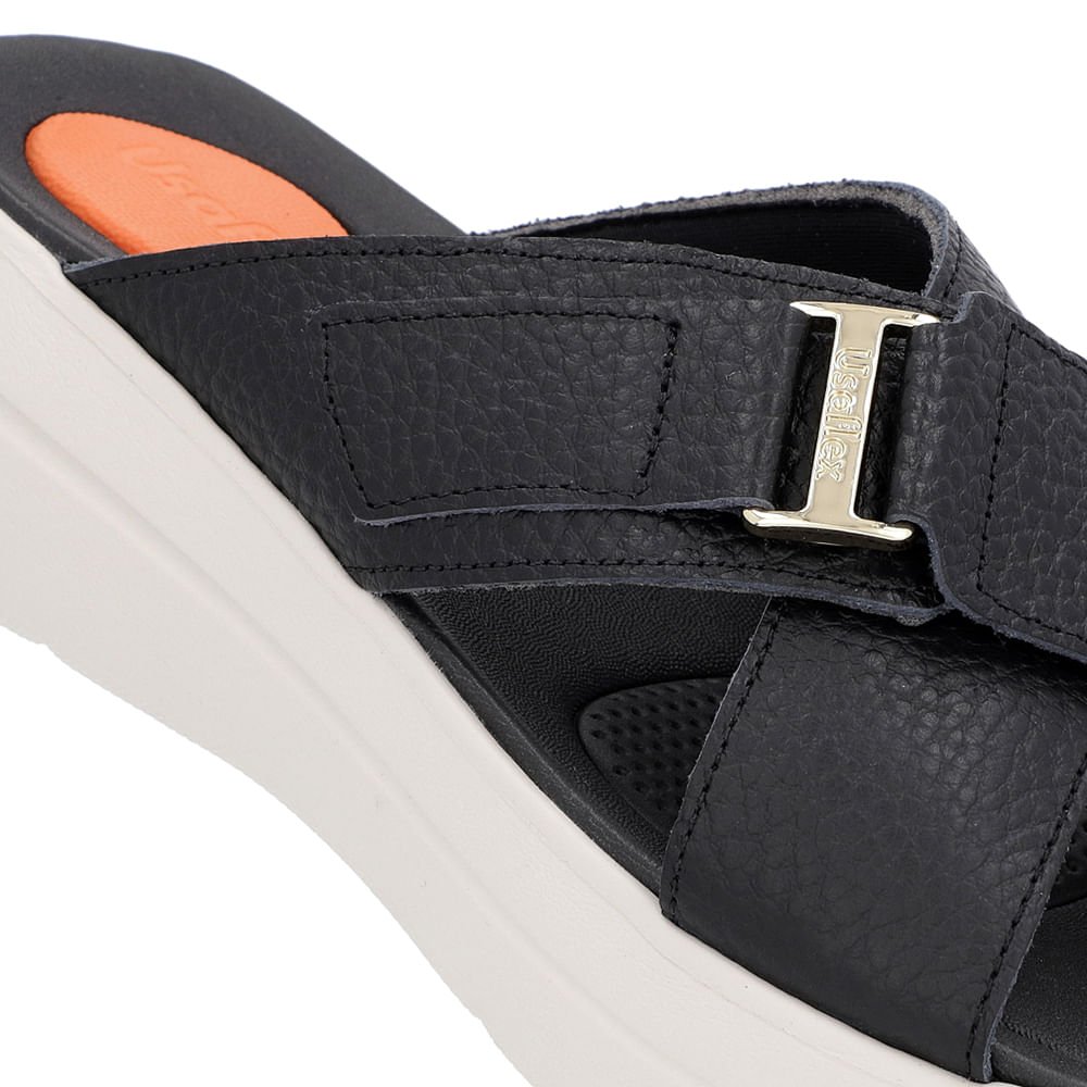 Tamanco Salto Plataforma Couro Preto Tiras Preto 4