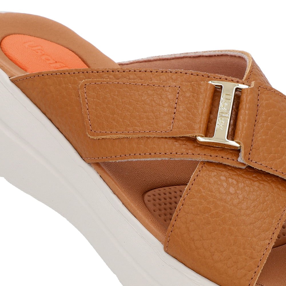 Tamanco Salto Plataforma Couro Marrom Tiras Marrom 4