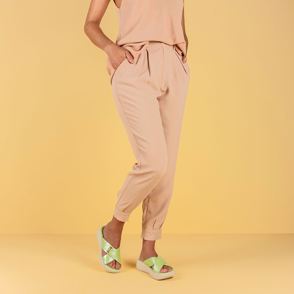 Tamanco Salto Plataforma Couro Verde Perolado Tiras Verde 4