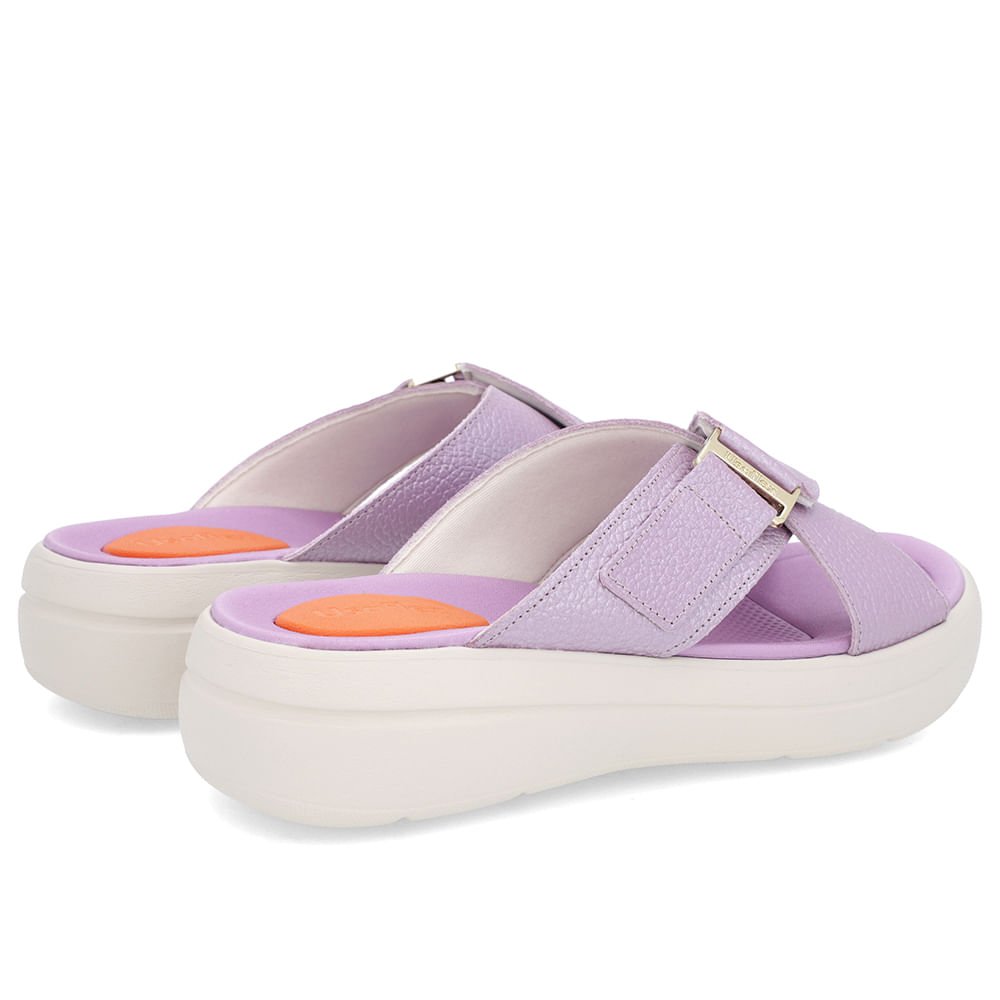 Tamanco Salto Plataforma Couro Lilás Perolado Tiras Roxo 3