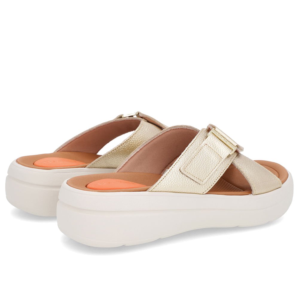 Tamanco Salto Plataforma Couro Dourado Tiras Dourado 3