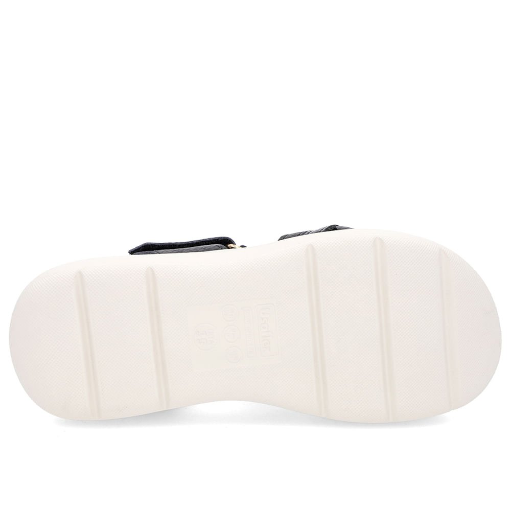 Sandália Papete Preta Couro Fecho-Flex Preto 5