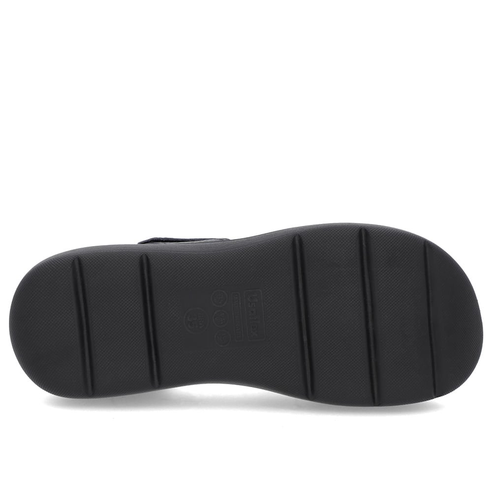 Sandália Papete Preta Couro Fecho-Flex Preto 5