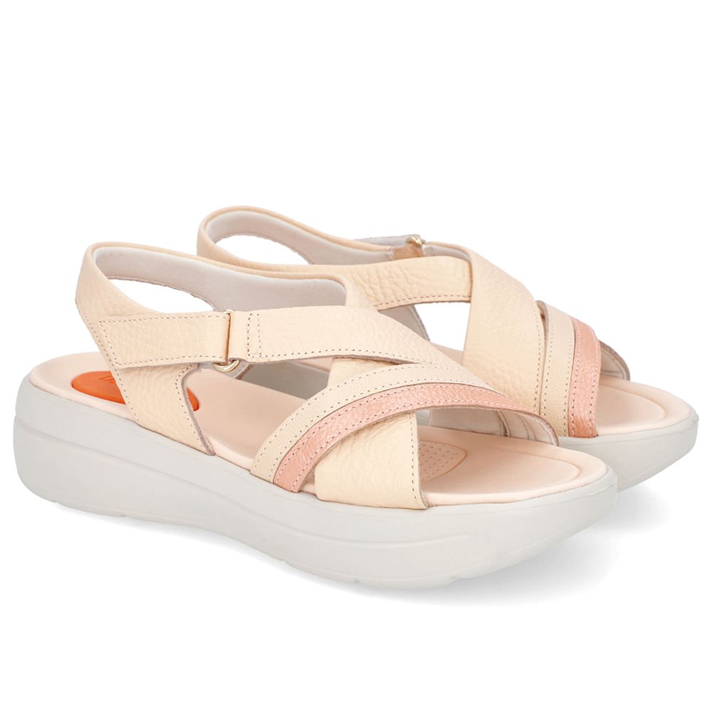 Sandália Papete Laranja Couro Fecho-Flex Laranja 2