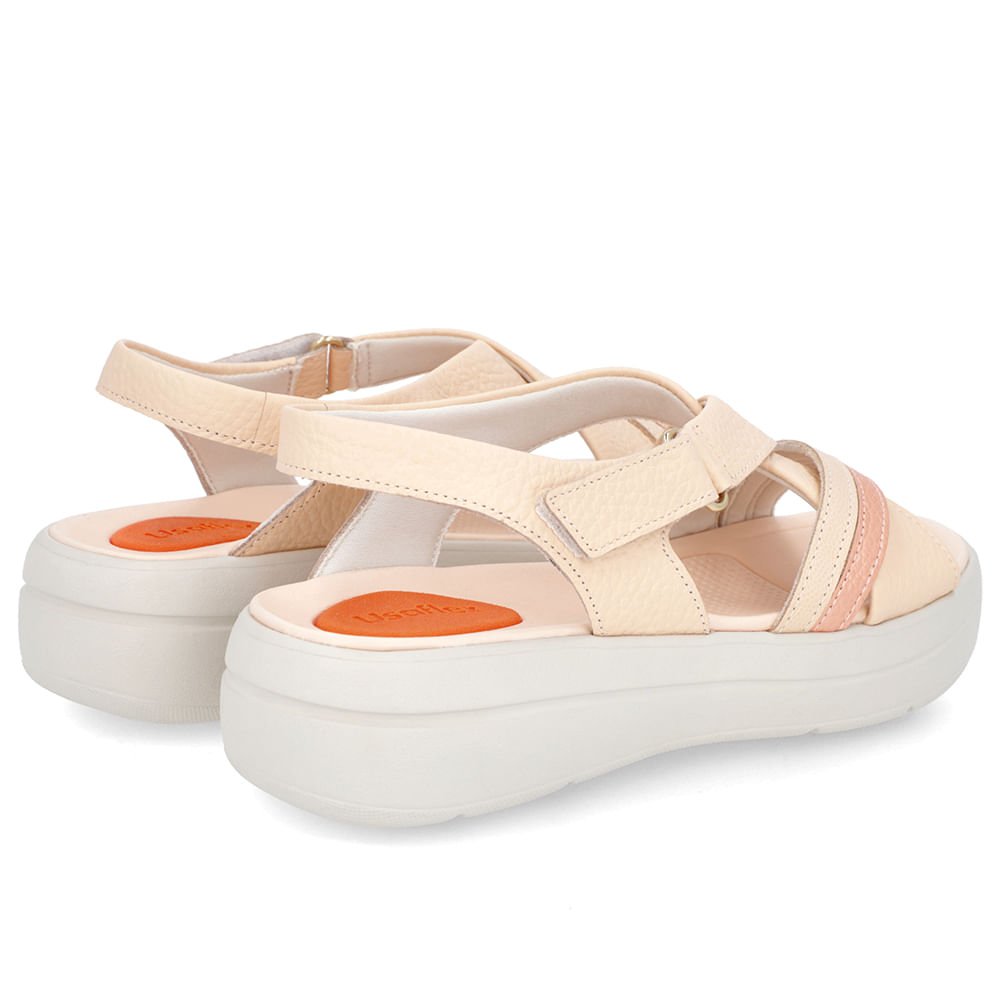 Sandália Papete Laranja Couro Fecho-Flex Laranja 3