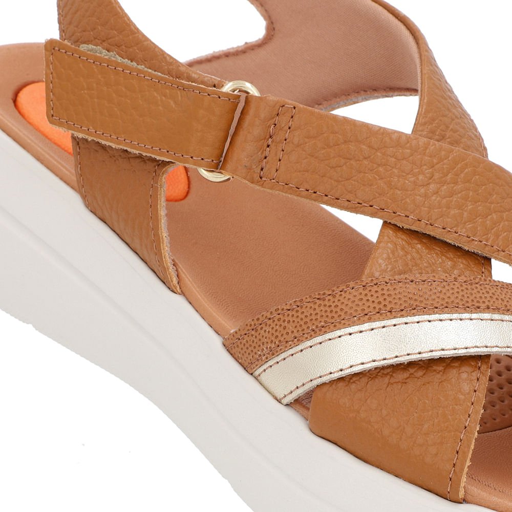 Sandália Papete Marrom Couro Fecho-Flex Marrom 4