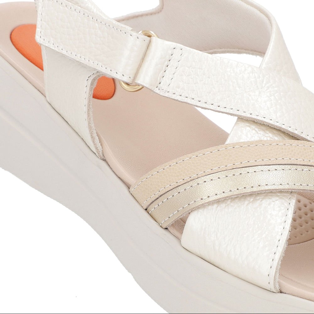 Sandália Papete Off-White Couro Fecho-Flex Branco 4