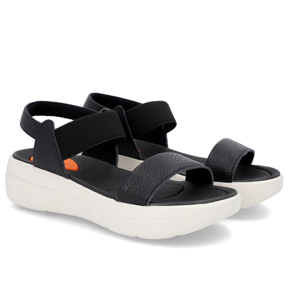 Sandália Papete Preta Couro Elástico Preto 2