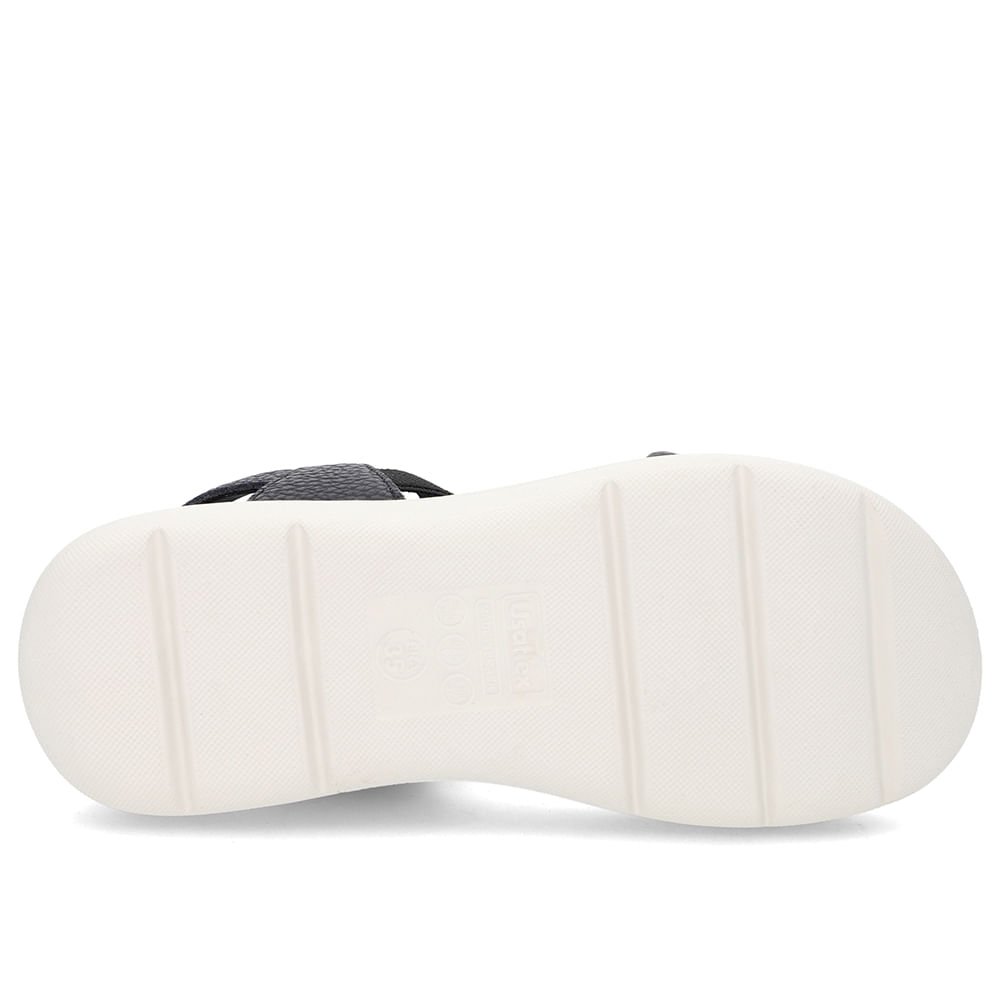 Sandália Papete Preta Couro Elástico Preto 5