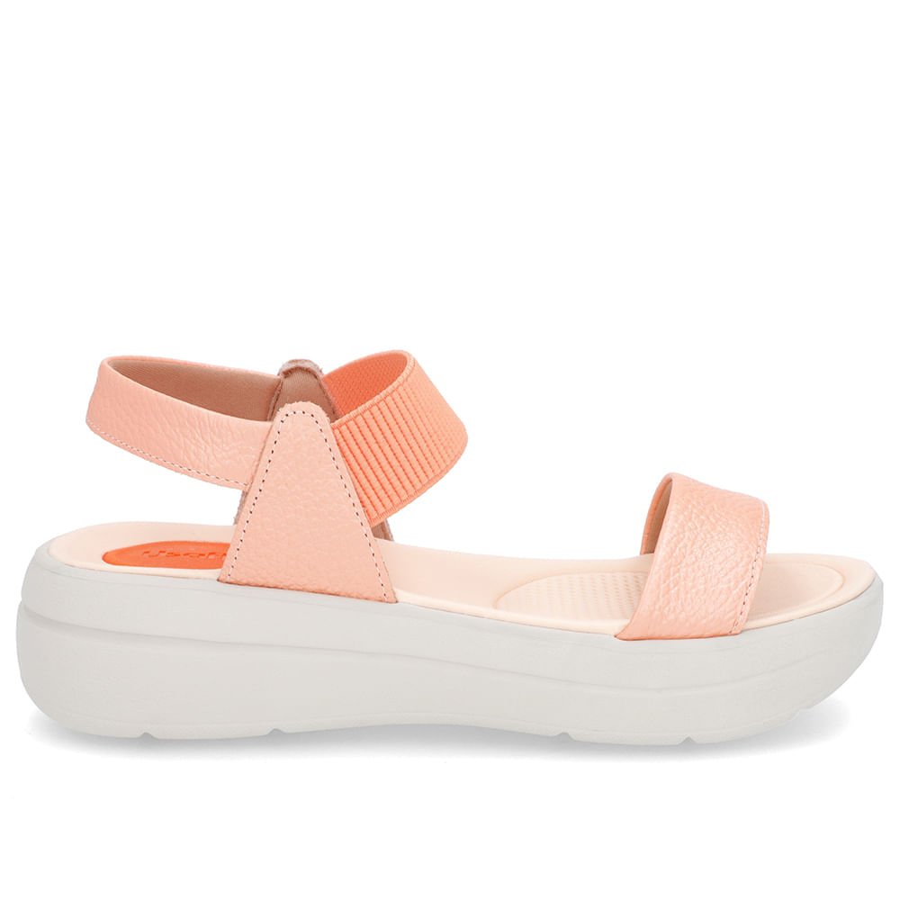 Sandália Papete Laranja Perolada Couro Elástico