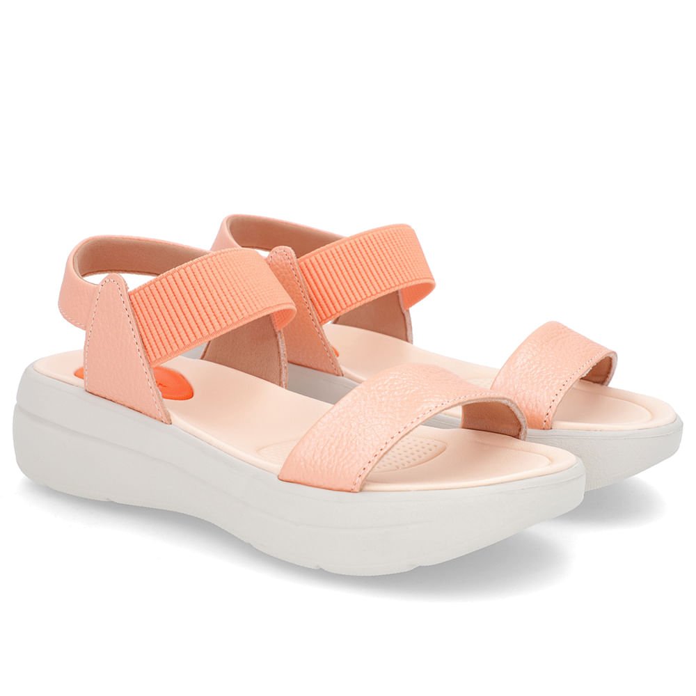 Sandália Papete Laranja Perolada Couro Elástico Laranja 2