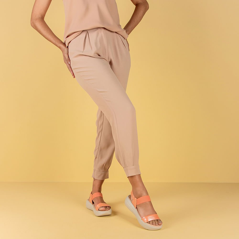 Sandália Papete Laranja Perolada Couro Elástico Laranja 4