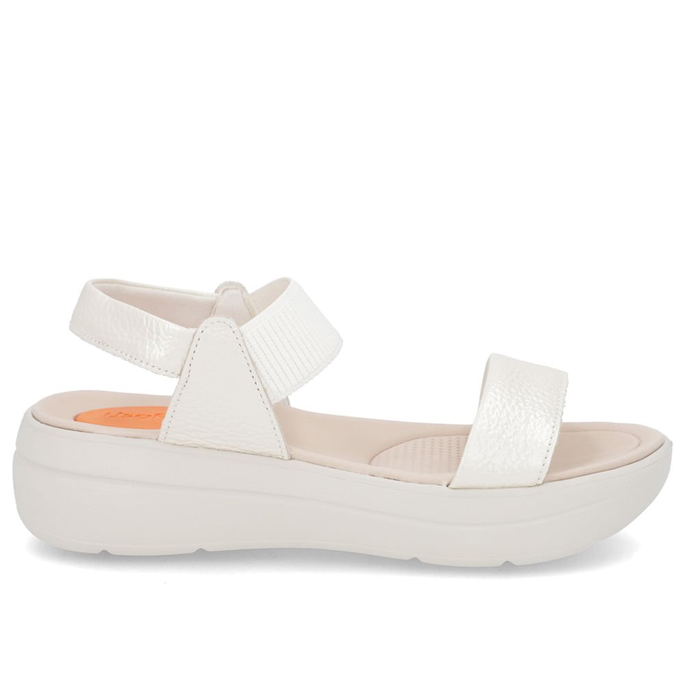 Sandália Papete Off-White Perolada Couro Elástico Branco 1