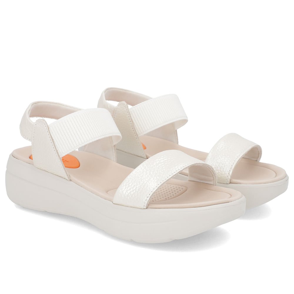 Sandália Papete Off-White Perolada Couro Elástico Branco 2