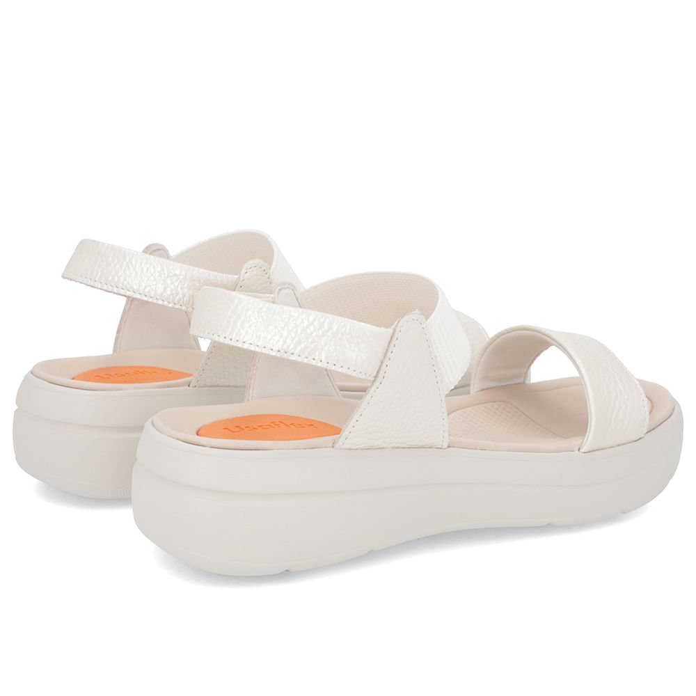 Sandália Papete Off-White Perolada Couro Elástico Branco 3