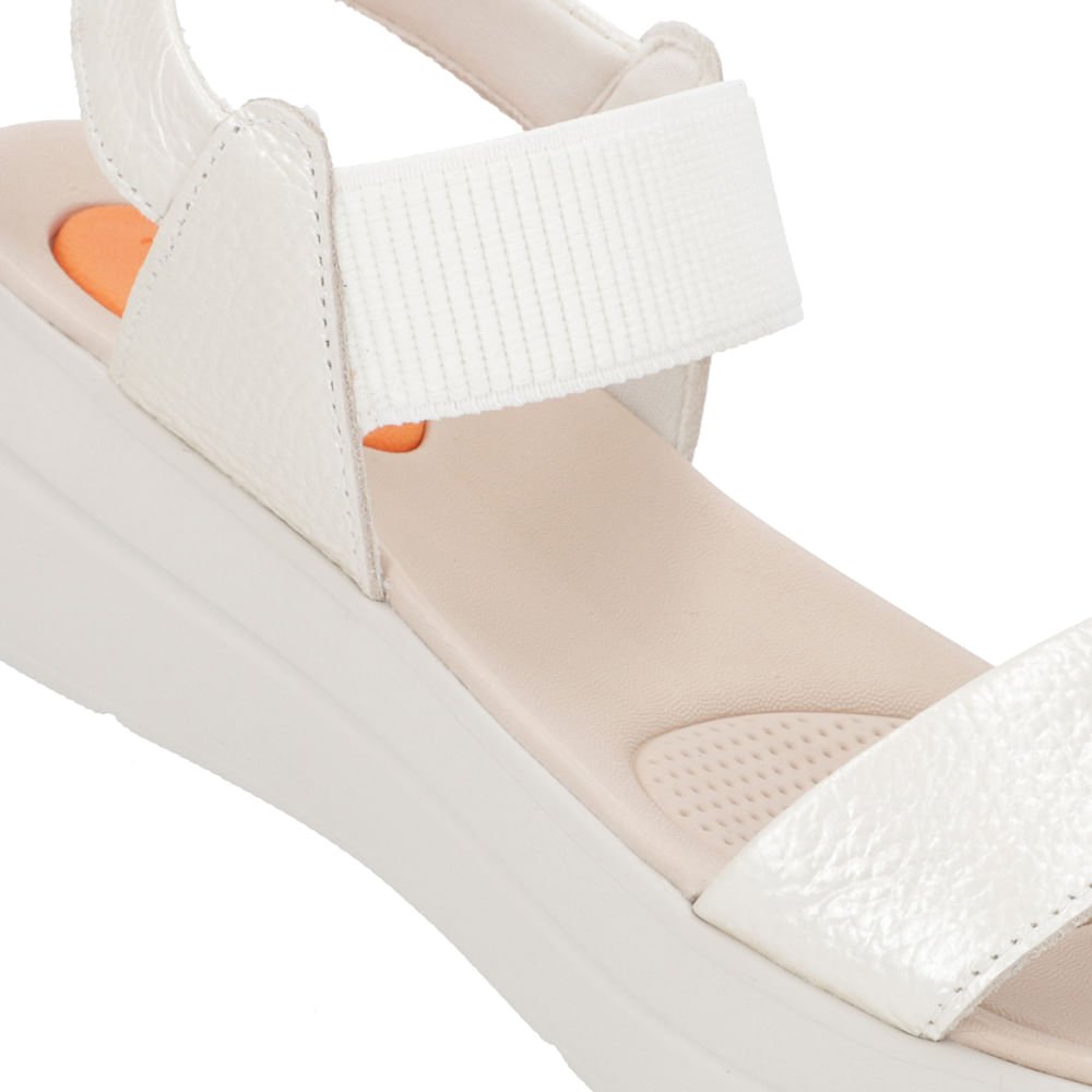 Sandália Papete Off-White Perolada Couro Elástico Branco 4