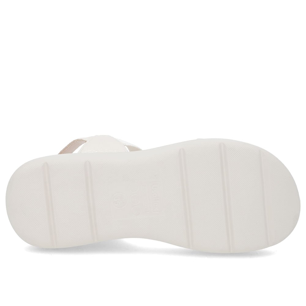 Sandália Papete Off-White Perolada Couro Elástico Branco 5