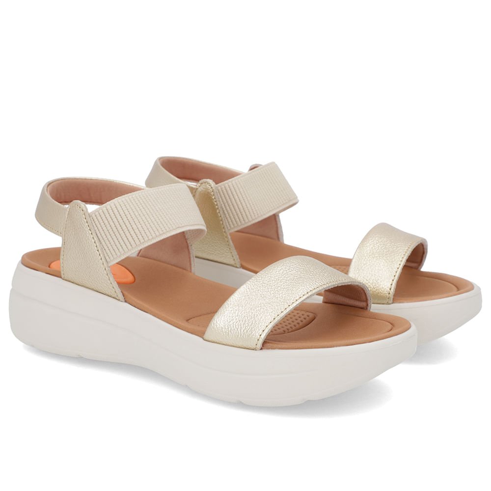 Sandália Papete Dourada Couro Elástico Dourado 2