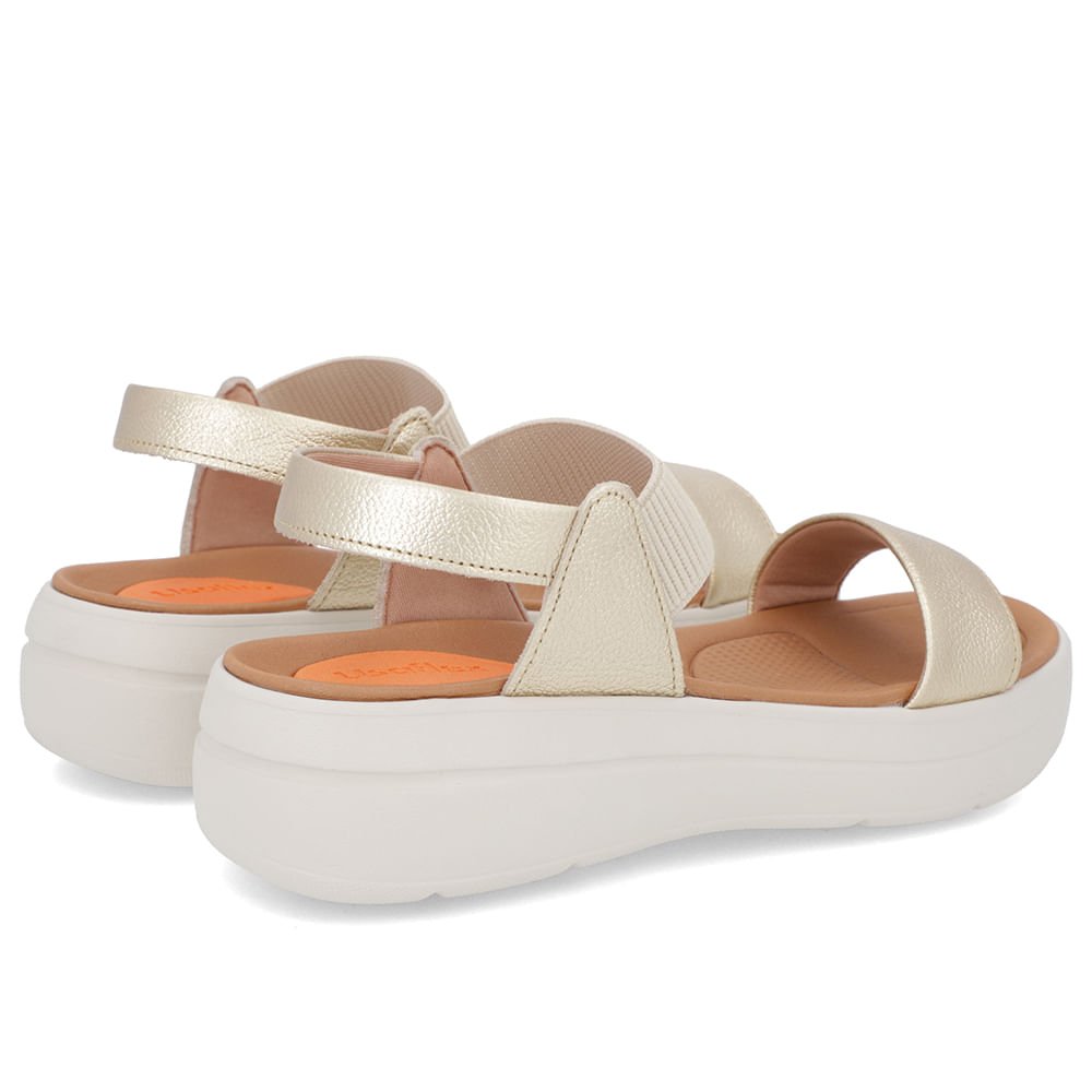 Sandália Papete Dourada Couro Elástico Dourado 3