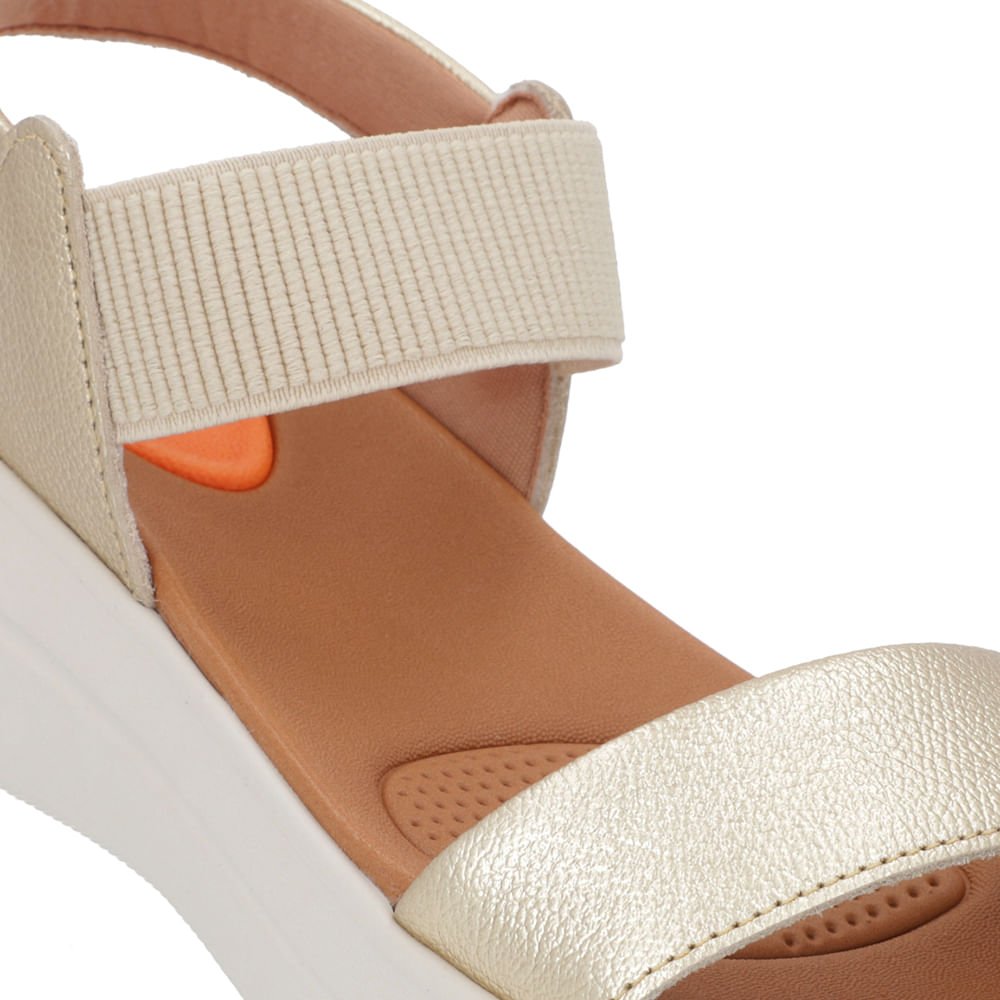 Sandália Papete Dourada Couro Elástico Dourado 4