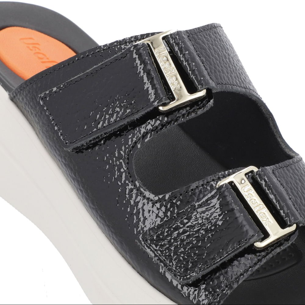 Tamanco Salto Plataforma Couro Verniz Preto Fivela Preto 4