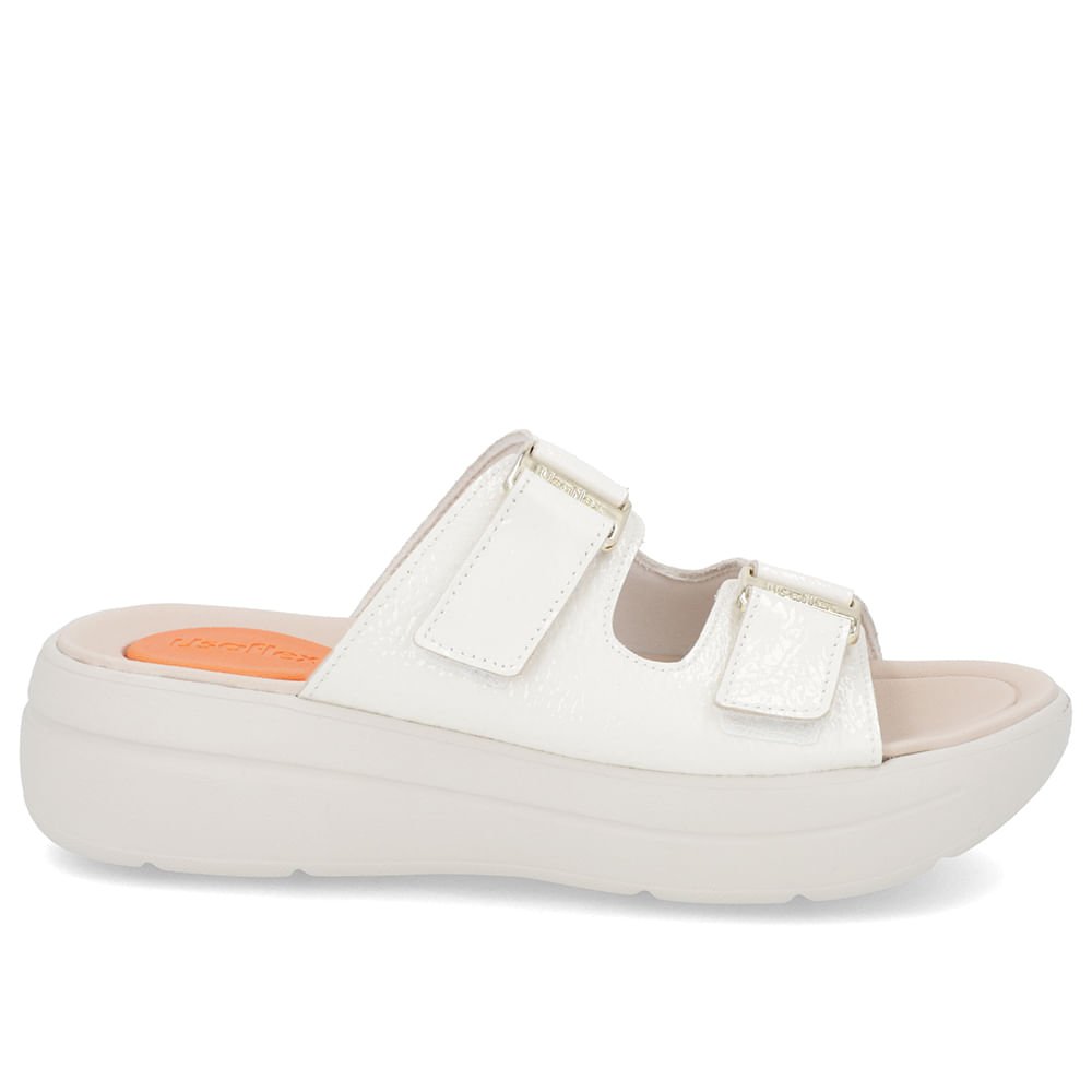 Tamanco Salto Plataforma Couro Verniz Off-White Fivela