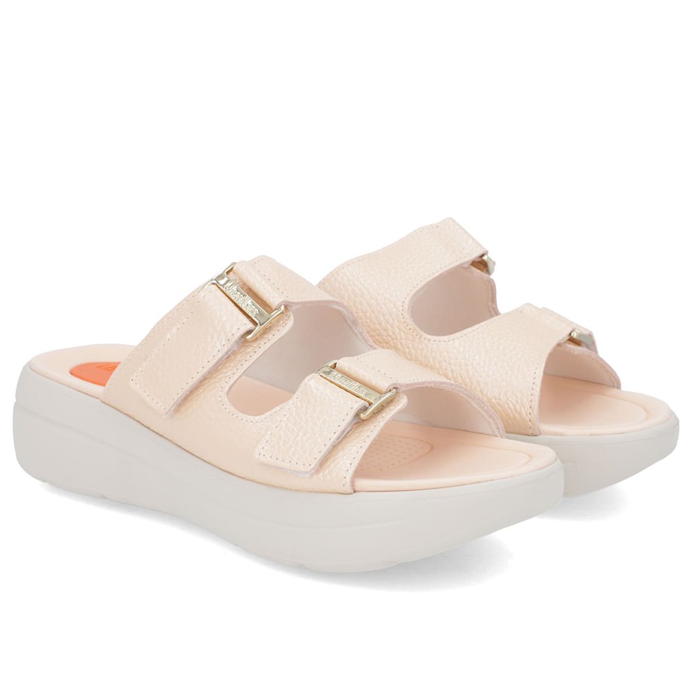 Tamanco Salto Plataforma Couro Laranja Perolado Fivela Laranja 2