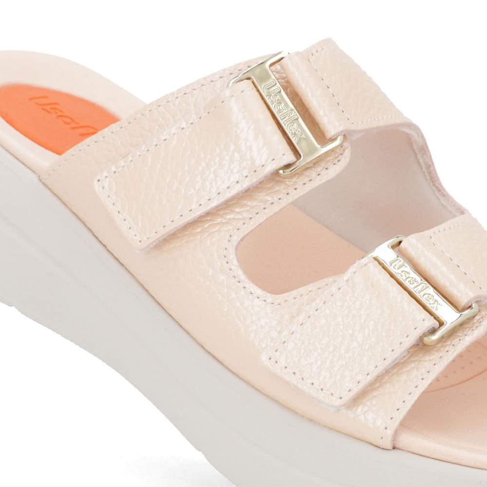 Tamanco Salto Plataforma Couro Laranja Perolado Fivela Laranja 4