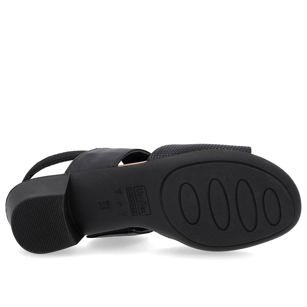 Sandália Salto Bloco Preta Couro Elástico Preto 5