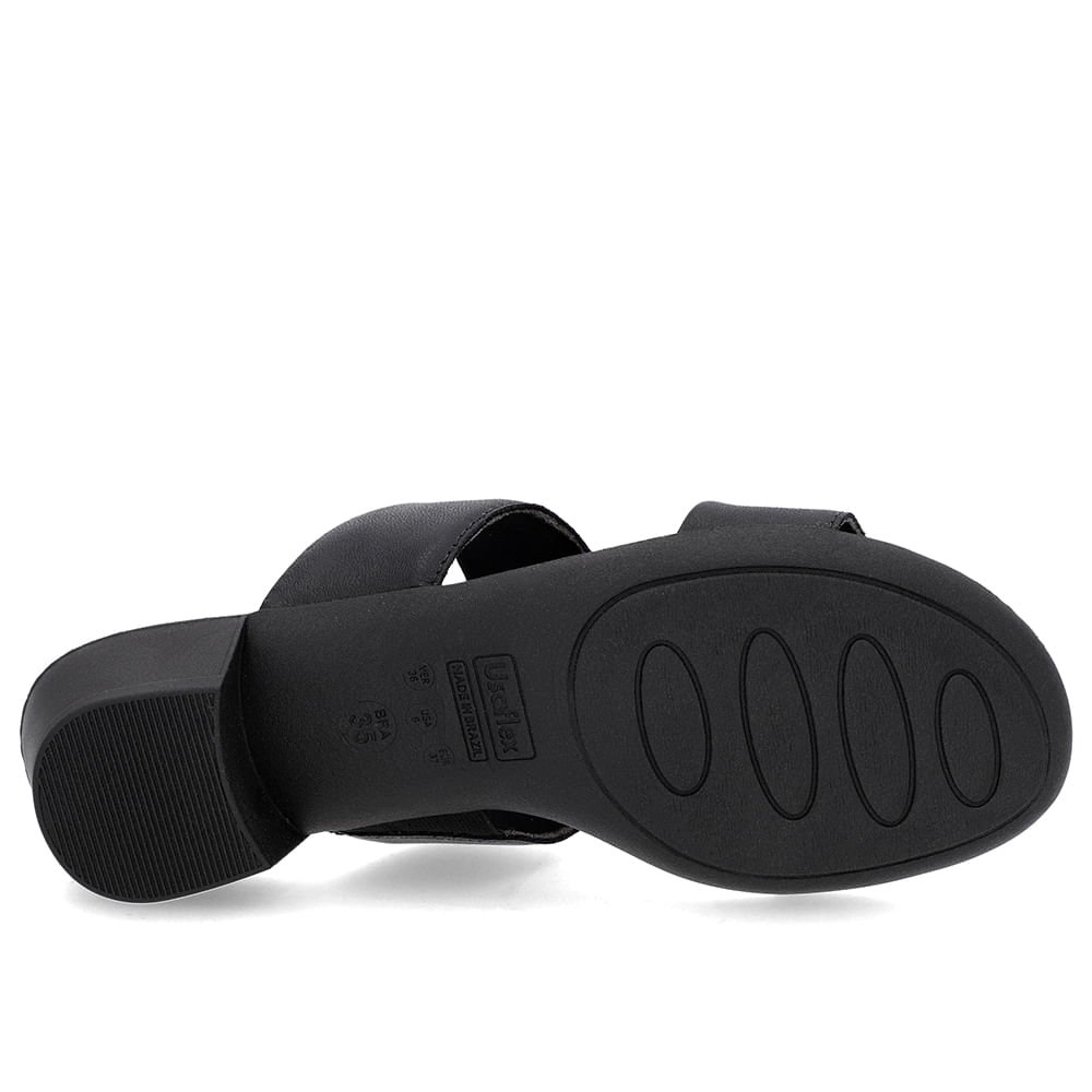 Tamanco Salto Bloco Preto Couro Enfeite Preto 5