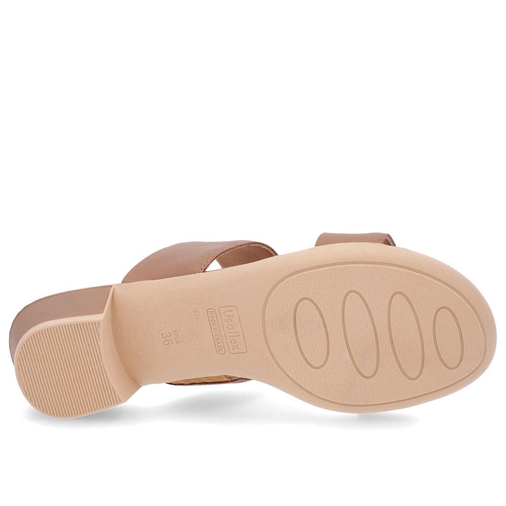 Tamanco Salto Bloco Marrom Couro Enfeite Marrom 5