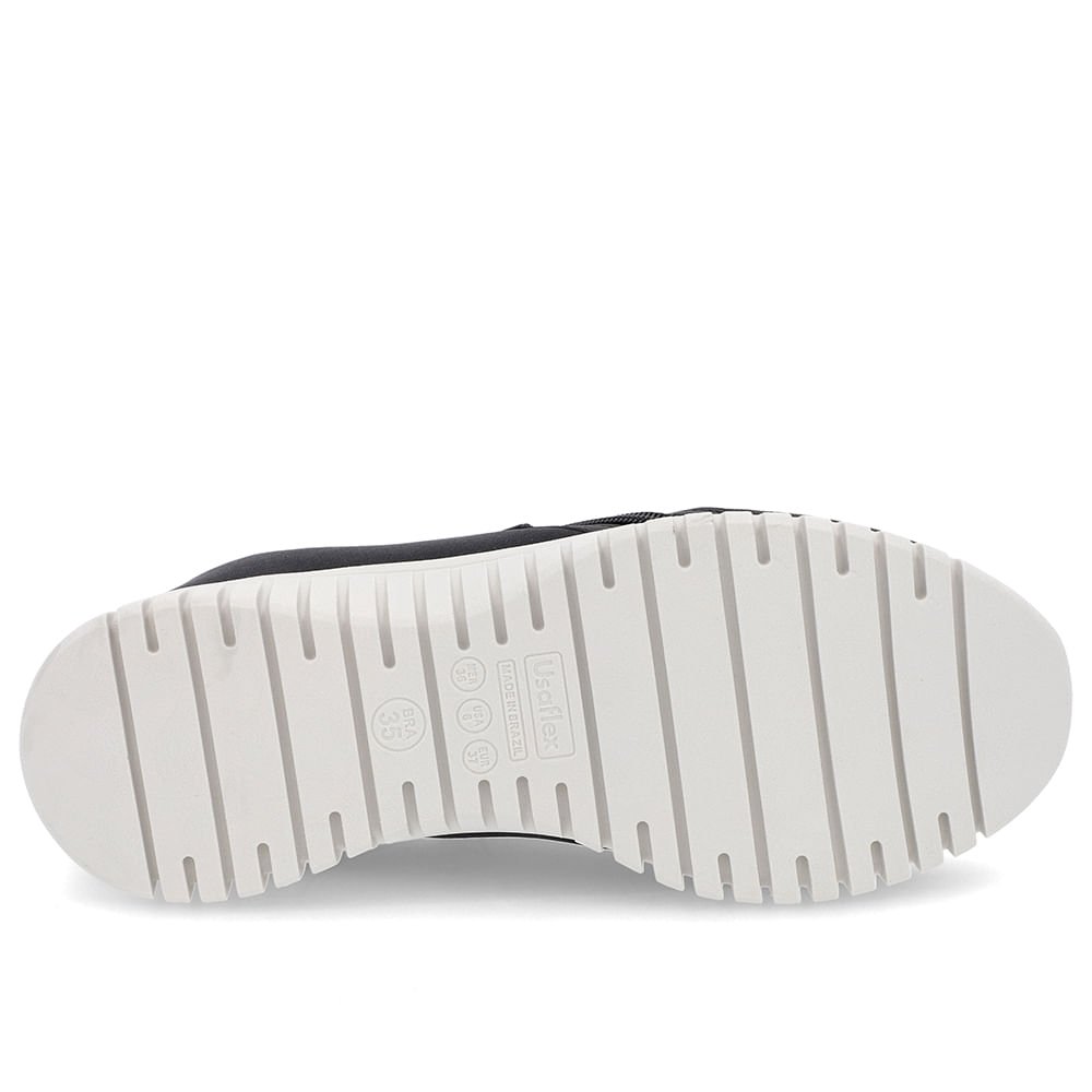 Tênis Slip On Preto Elastano Zíper Preto 5