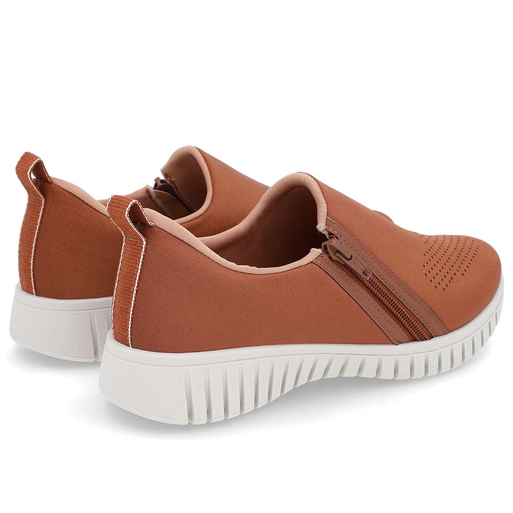 Tênis Slip On Marrom Elastano Zíper Marrom 3