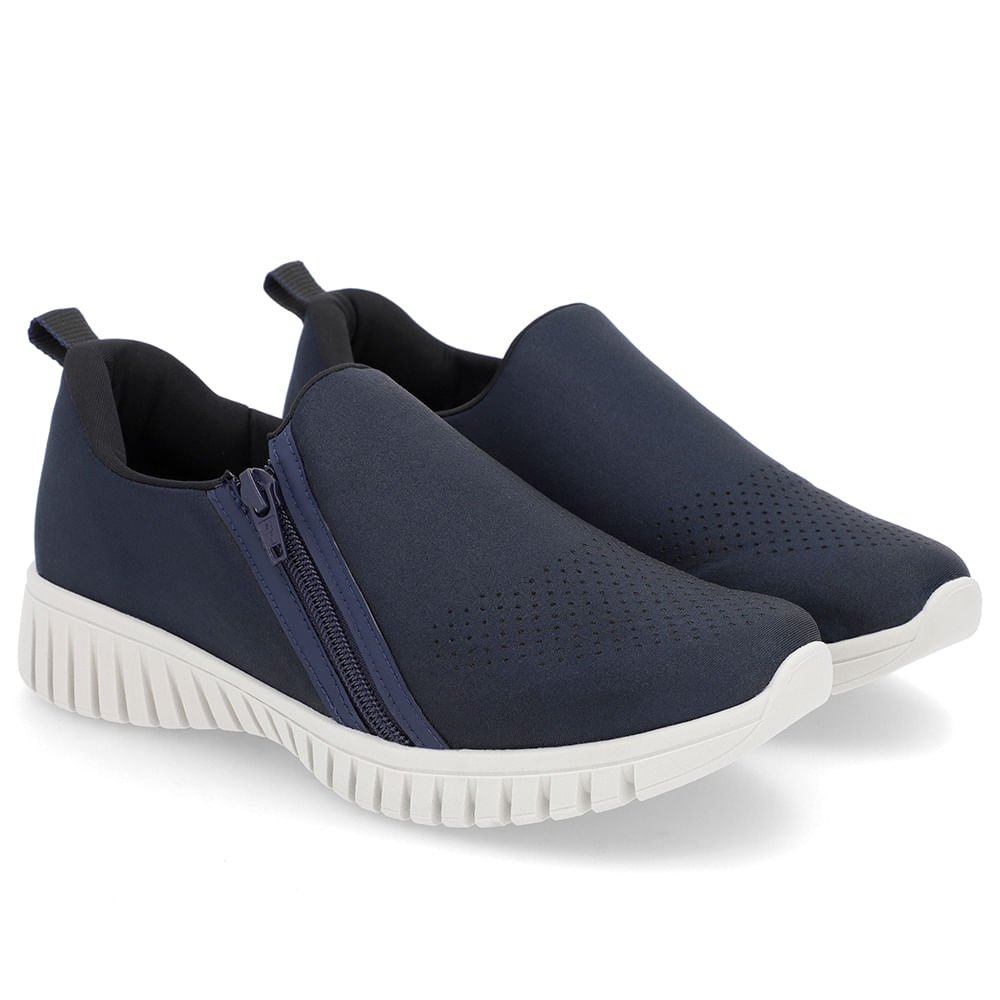 Tênis Slip On Azul Elastano Zíper Azul 2