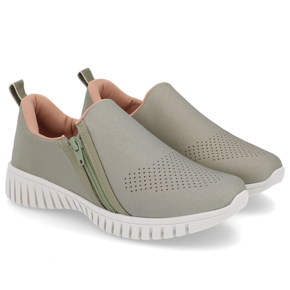 Tênis Slip On Verde Elastano Zíper Verde 2