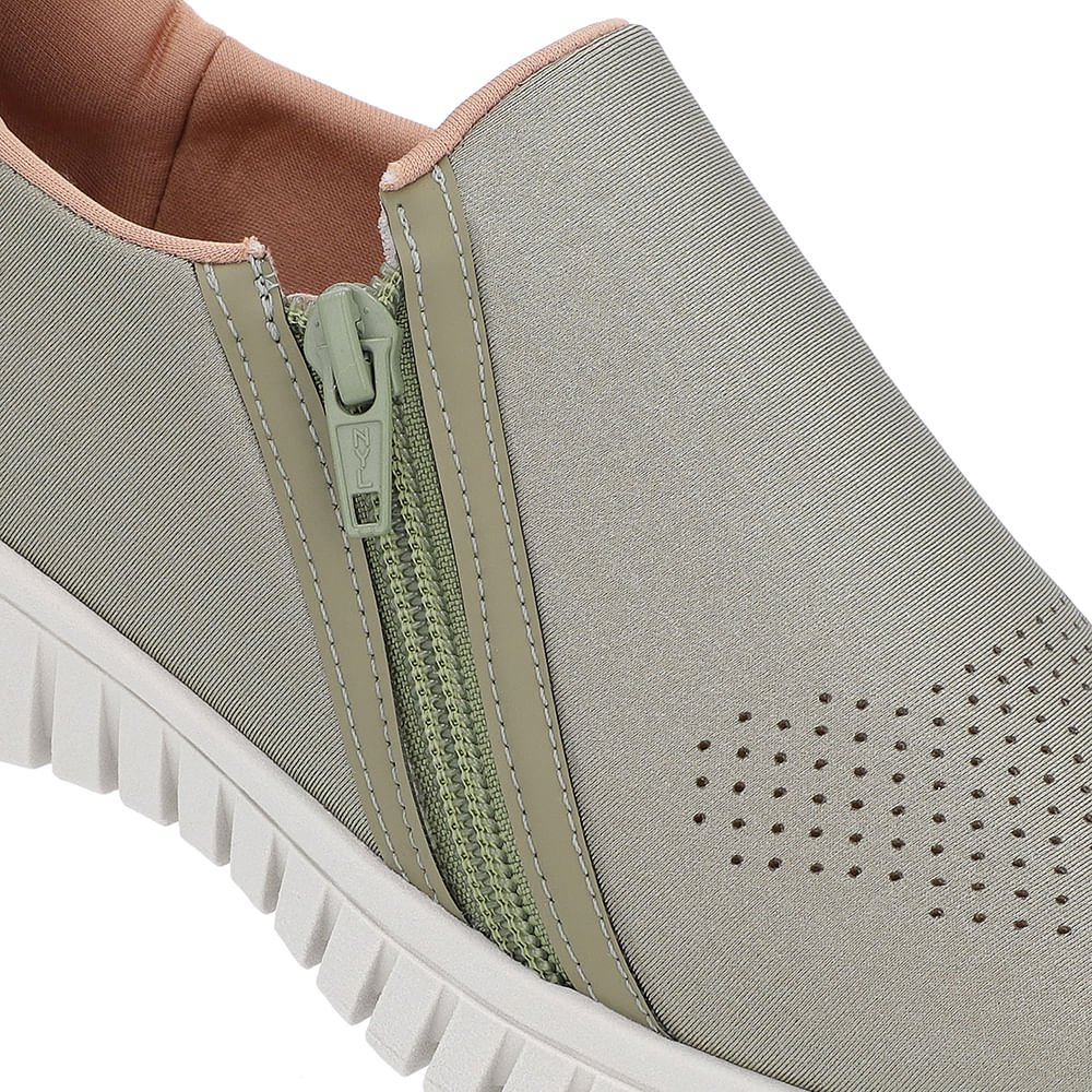 Tênis Slip On Verde Elastano Zíper Verde 4