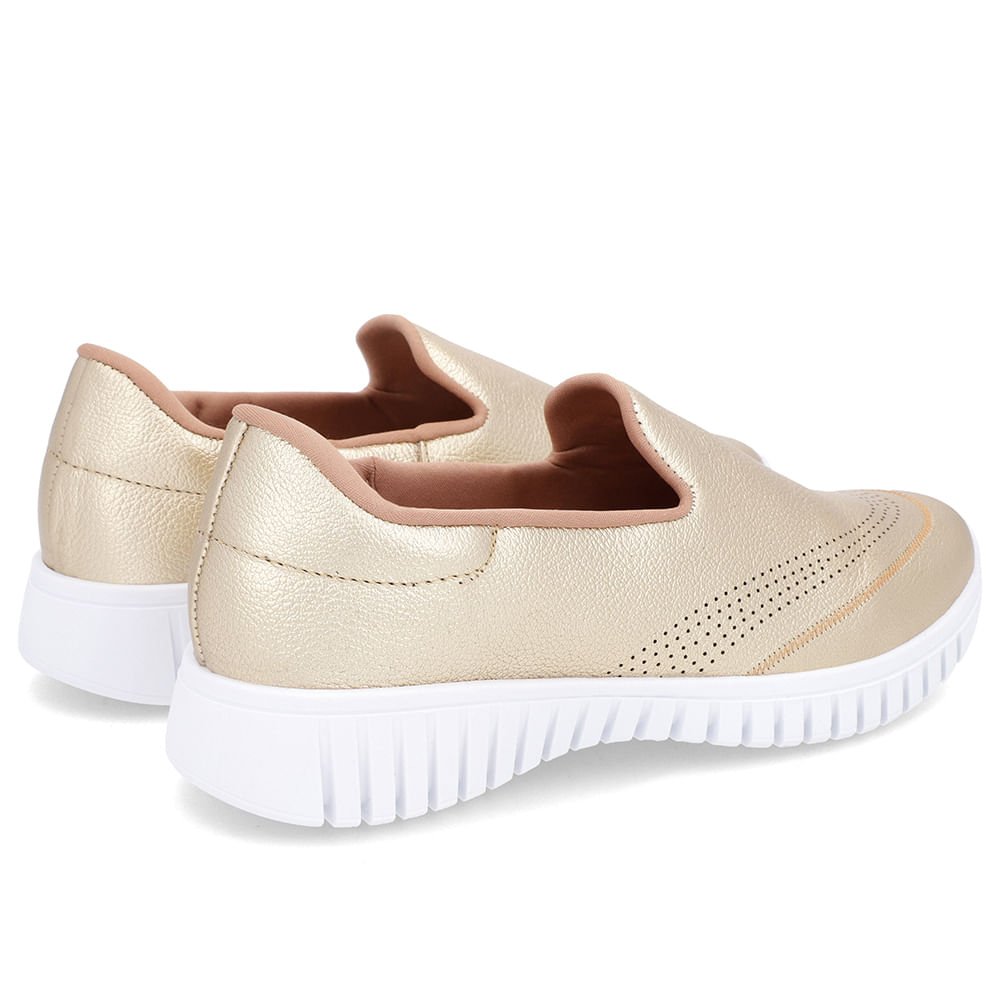 Tênis Slip On Dourado Couro Dourado 3