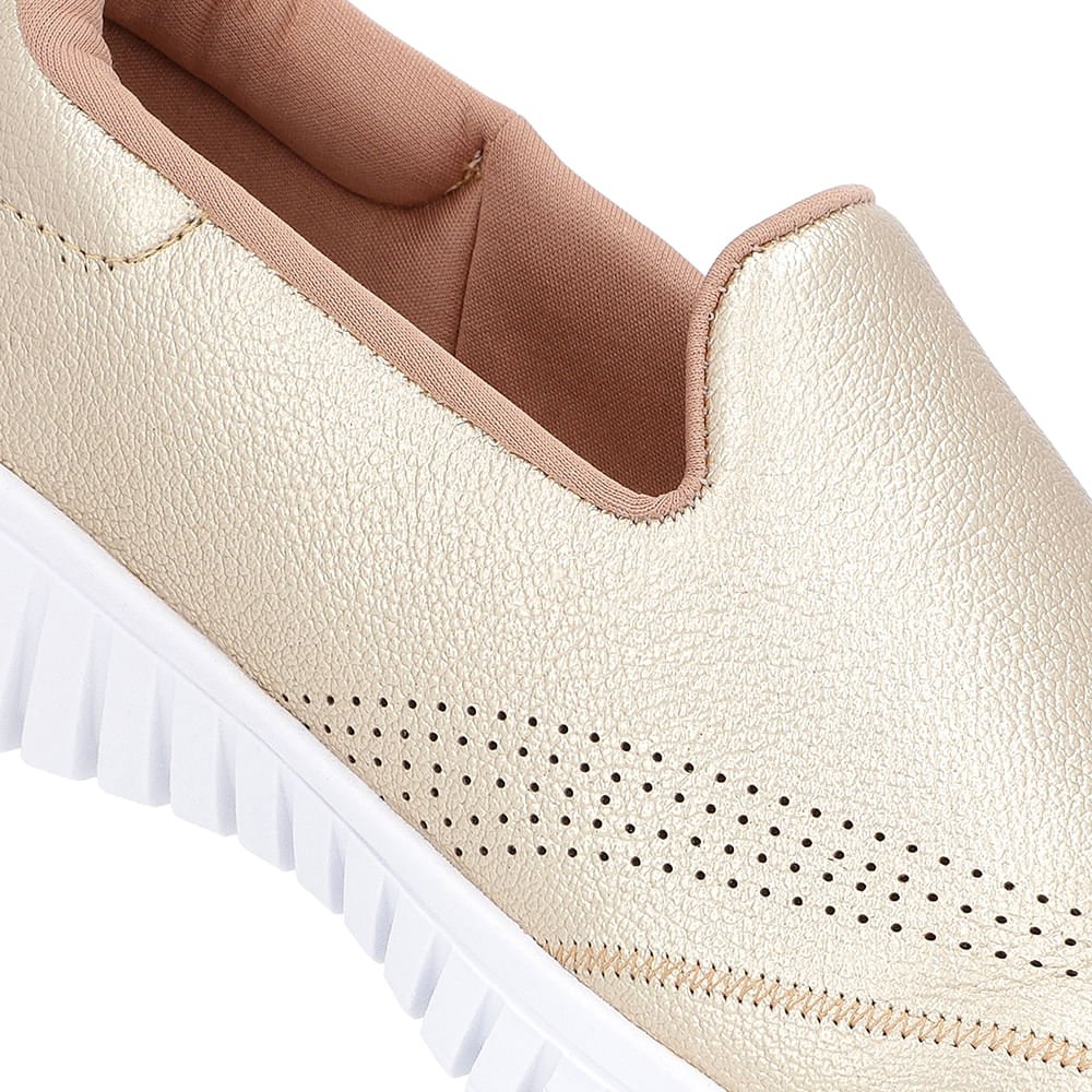 Tênis Slip On Dourado Couro Dourado 4
