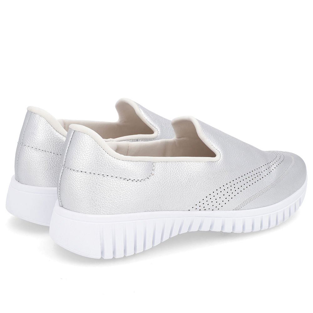 Tênis Slip On Prata Couro Prata 3