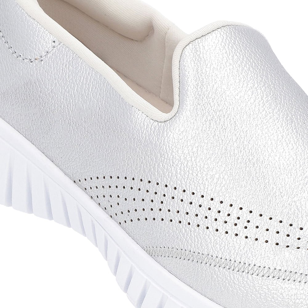 Tênis Slip On Prata Couro Prata 4