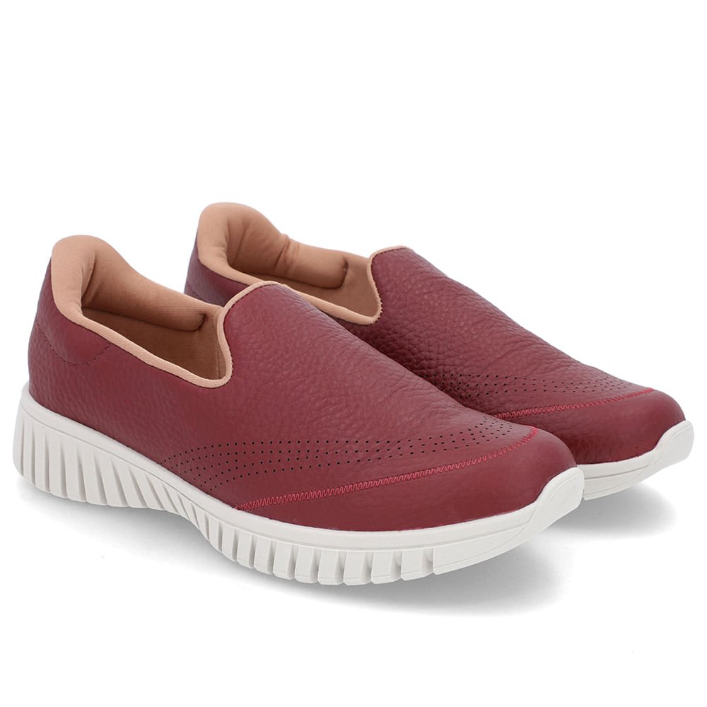 Tênis Slip On Vermelho Couro Bordô 2