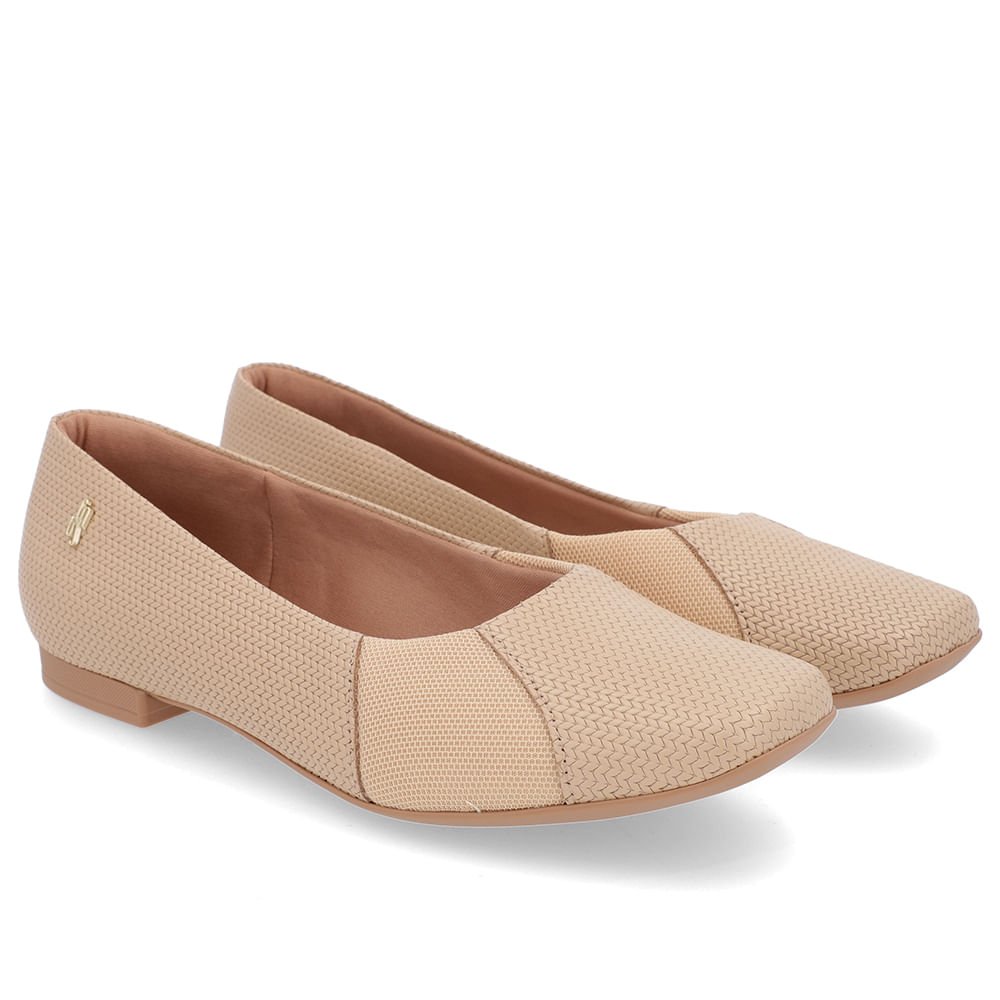 Sapatilha Couro Bege Salto Rasteiro Bege 2