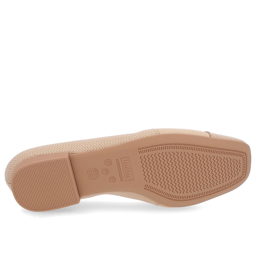 Sapatilha Couro Bege Salto Rasteiro Bege 5