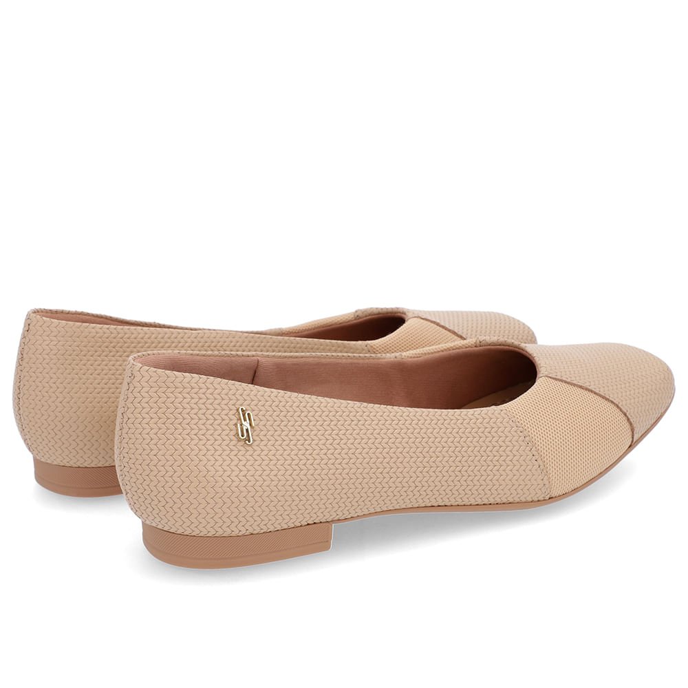 Sapatilha Couro Bege Salto Rasteiro Bege 3