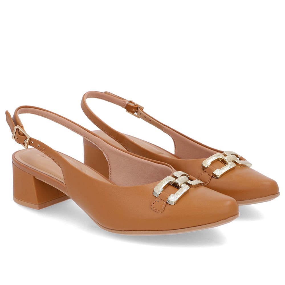 Slingback Marrom Salto Bloco Couro Marrom 2