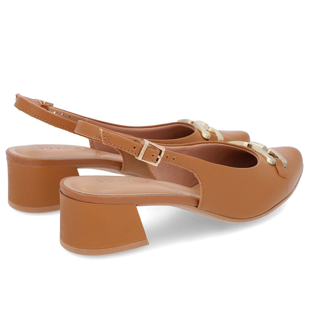 Slingback Marrom Salto Bloco Couro Marrom 3