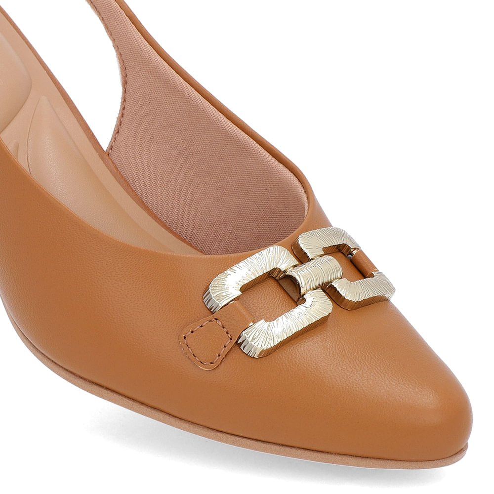 Slingback Marrom Salto Bloco Couro Marrom 4